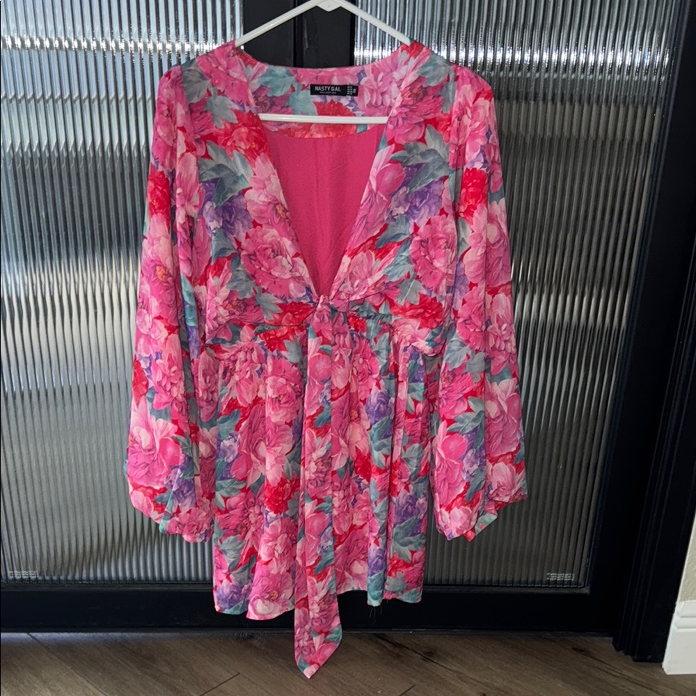 Nasty Gal Floral Pink Dress